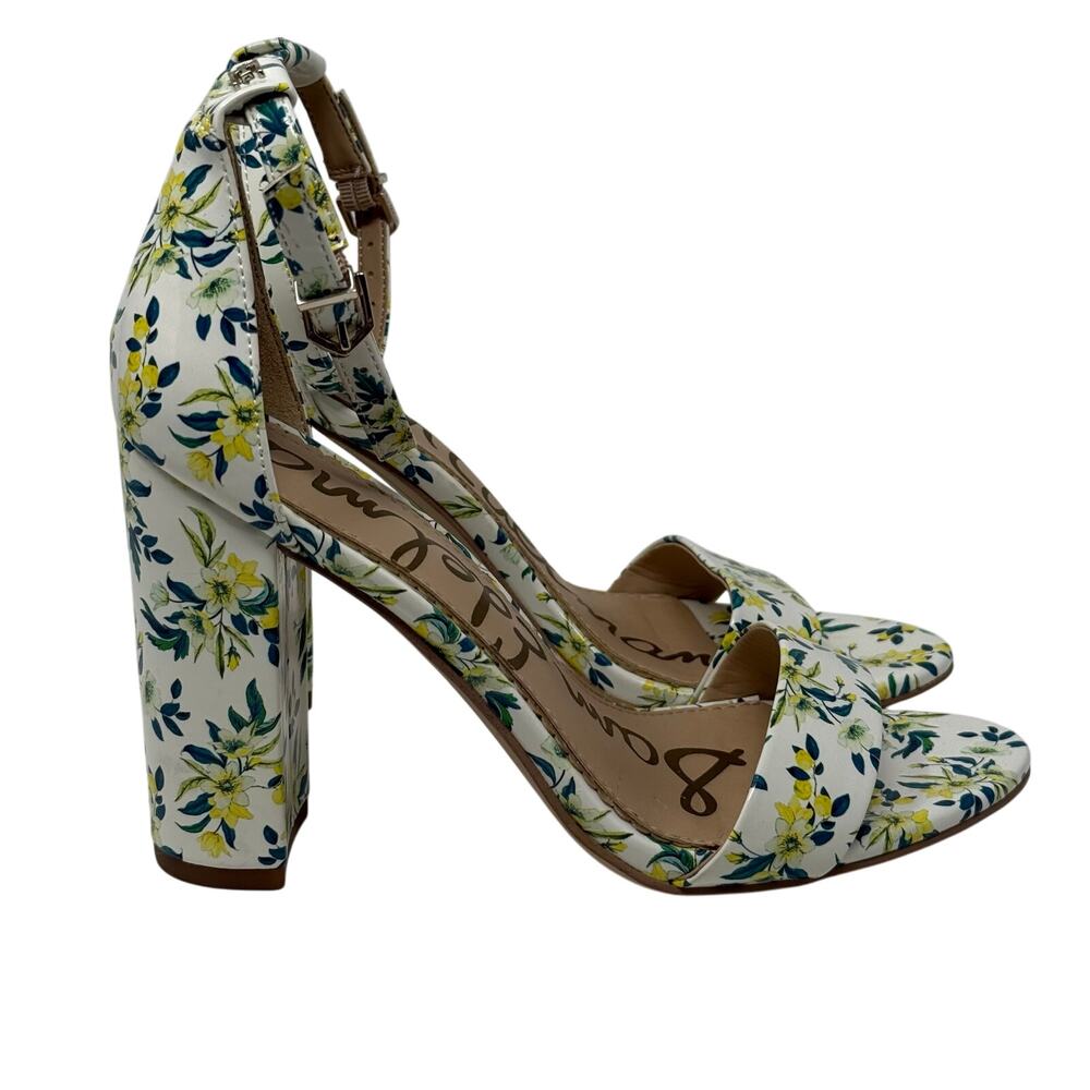 Sam Edelman Yaro Floral Block Heel Sandals Women’s 6.5 Ankle Strap Heels
